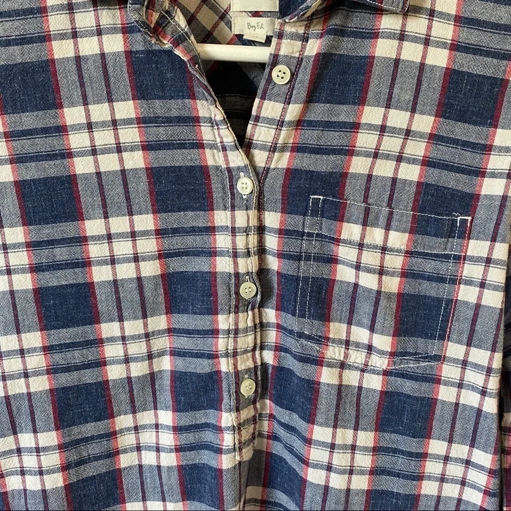 J. Crew Boy Fit Button Up Shirt Blue Sz XS